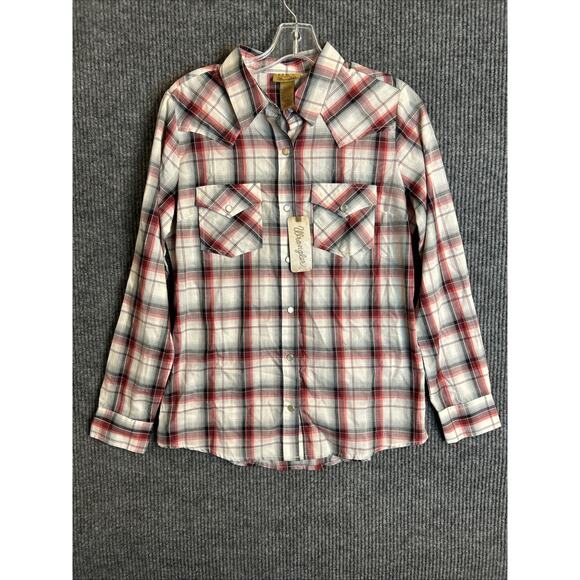 Wrangler Womens Pearl Snap Western Shirt Size Small Plaid Long Sleeve Country - Picture 1 of 8